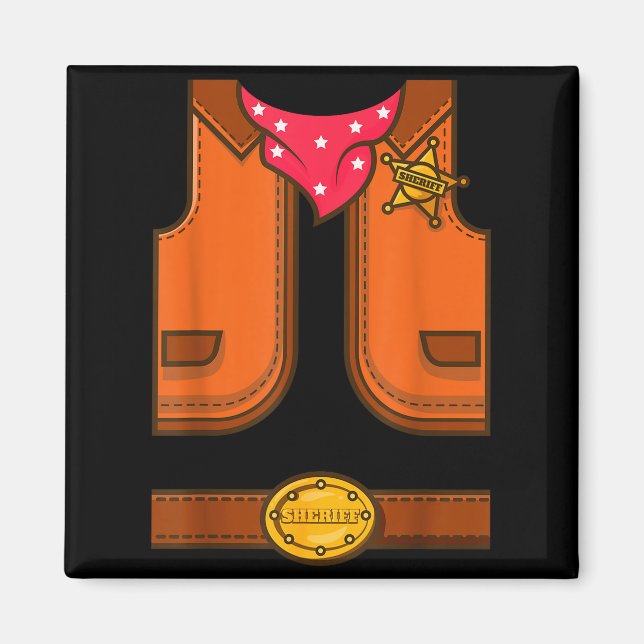 Funny Western Sheriff Halloween Cowboy Vest Simple Magnet (Front)
