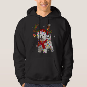 Funny Westie Christmas Reindeer Christmas Lights P Hoodie
