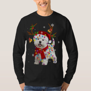 Funny Westie Christmas Reindeer Christmas Lights P T-Shirt