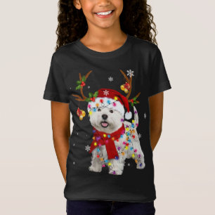 Funny Westie Christmas Reindeer Christmas Lights P T-Shirt