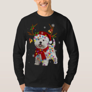 Funny Westie Christmas Reindeer Christmas Lights P T-Shirt