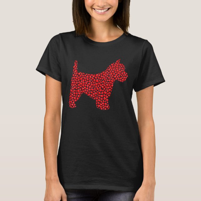 Funny Westie Dog Lover Hearts Love Westie Valentin T-Shirt (Front)