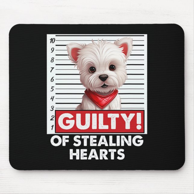 Funny Westie West White Terrier Dog Breed Valentin Mouse Pad (Front)