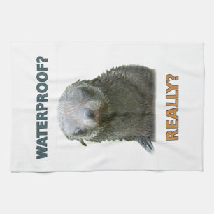 Funny Wet Seal Pup Tea Towel