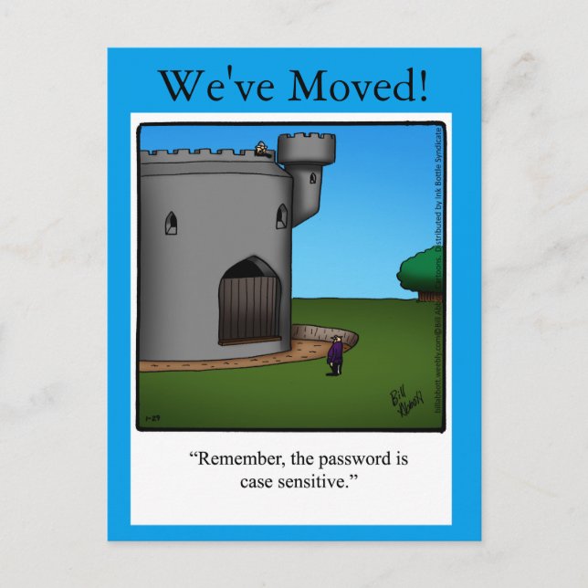 Funny "We've Moved" Humour Postcard (Front)