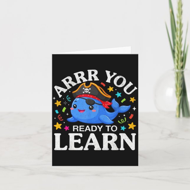 Funny whale arrr ready to learn teacher pirate card (Front)