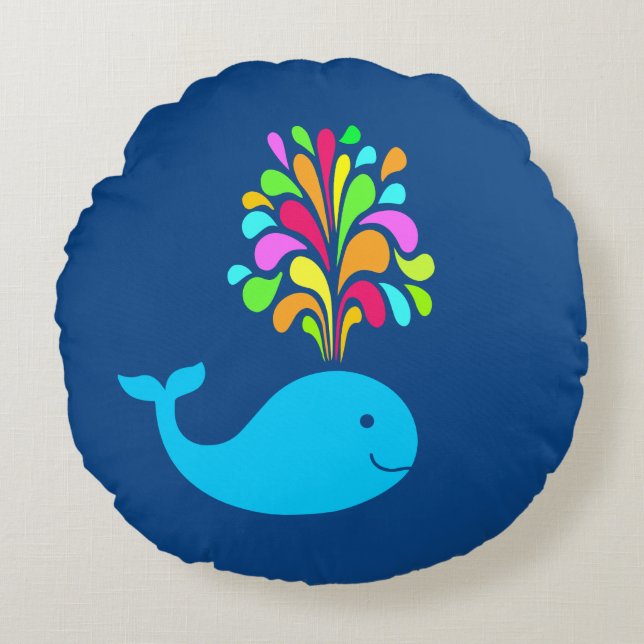 Funny whale round cushion (Front)
