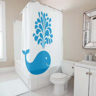 Funny whale shower curtain