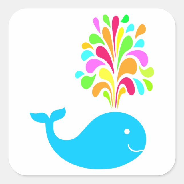Funny whale square sticker (Front)