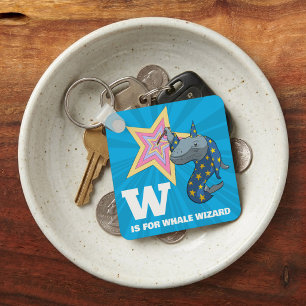 Funny Whale Wizard Alphabet Parody Cartoon Key Ring
