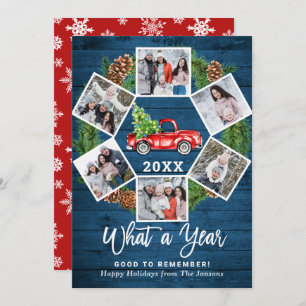 Funny What a Year 2021 Christmas Red Truck 6 PHOTO Holiday Card
