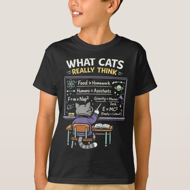 Funny What Cats Really Think Physics T-Shirt (Front)