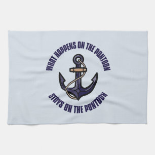 Funny What Happens on the Pontoon Vacation Trip Tea Towel