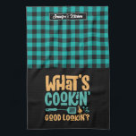 Funny What's Cooking Good Looking Personalised Tea Towel<br><div class="desc">Funny and cool kitchen towel to make cooking more fun. Personalised gift for family and friends who love cooking, baking and trying new recipe in the kitchen. Customise the wording to fit your occasion. You can use the Design Tool to further change the font type, font colour and font size....</div>