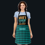 Funny What's Cooking Good Looking Plaid Pattern Apron<br><div class="desc">Funny and cool apron to make cooking more fun. Personalised gift for family and friends who love cooking,  baking and trying new recipe in the kitchen. Customise the wording to fit your occasion. You can use the Design Tool to further change the font type,  font colour and font size.</div>