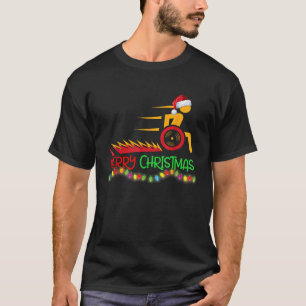 Funny Wheelchair Design Gift Xmas Merry Christmas T-Shirt