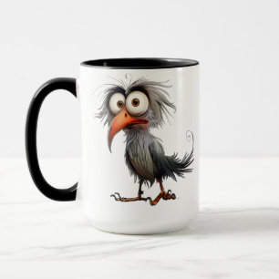 Funny whimsical bird mug
