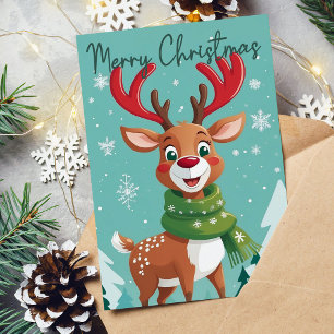 Funny Whimsical Christmas Reindeer Holiday Card