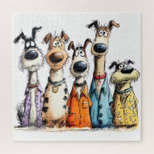 Funny whimsical dogs jigsaw puzzle