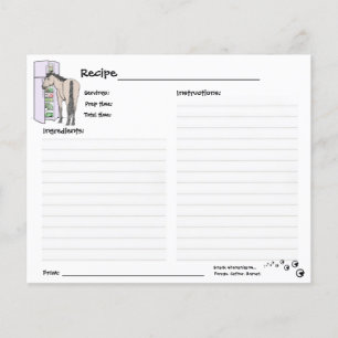 Funny Whimsical Horse Recipe Card
