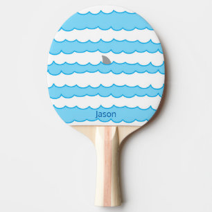 Funny Whimsical Personalised Shark Fin on Water Ping Pong Paddle