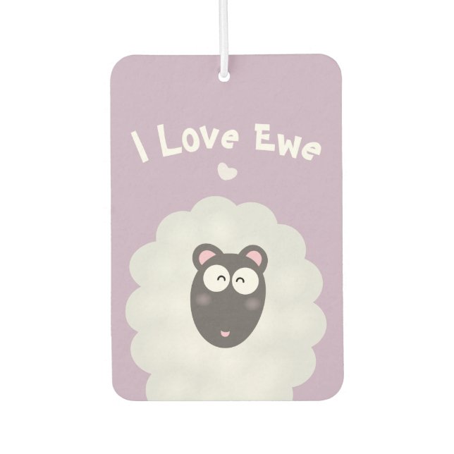 Funny Whimsical Pun I Love You Cute Pastel Purple Car Air Freshener (Front)