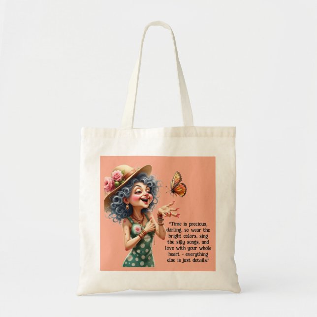 Funny Whimsical Woman Tote Bag (Front)
