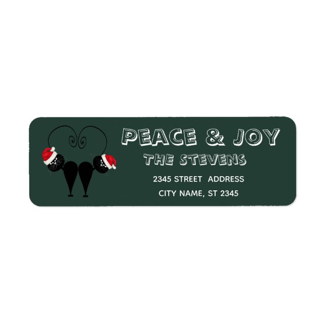 Funny whimsy black santa cat couple (Front)