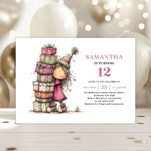 Funny Whimsy Kids Birthday Invitation Pink Downloa