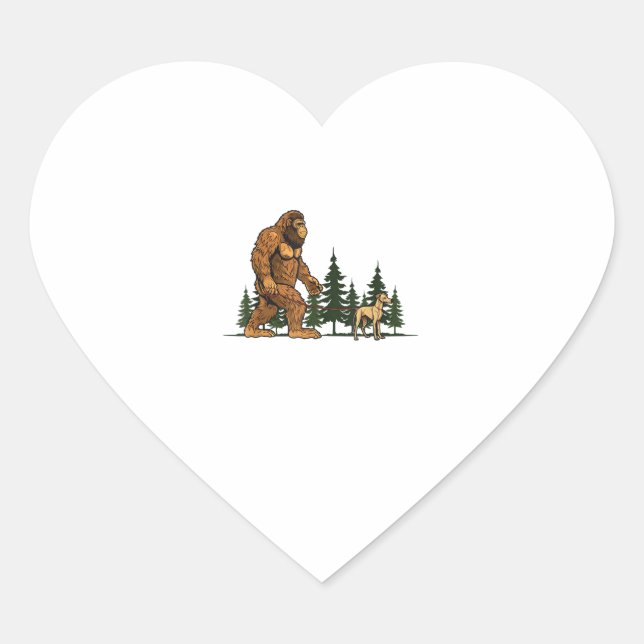 Funny Whippet Bigfoot Dog Walking Dog Mum Dad Kids Heart Sticker (Front)