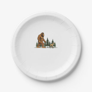 Funny Whippet Bigfoot Dog Walking Dog Mum Dad Kids Paper Plate