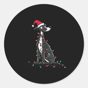 Funny Whippet Christmas Graphics Dog Lights Lover  Classic Round Sticker