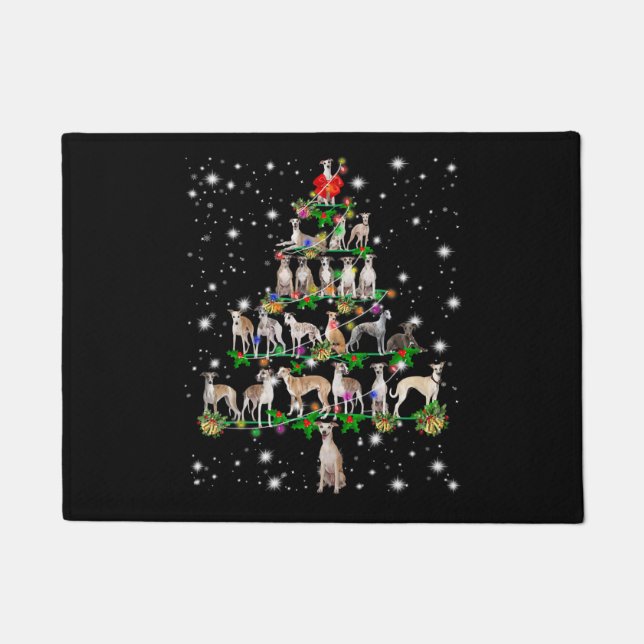 Funny Whippet Christmas Tree  Ornament Decor gift Doormat (Front)