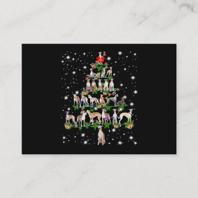 funny whippet christmas tree  ornament decor gift enclosure card (Front)
