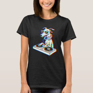 Funny Whippet DJ Glitch Rave EDM Music Party T-Shirt