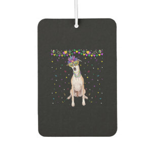 Funny Whippet Wearing Carnival Mask Mardi Gras Bea Car Air Freshener