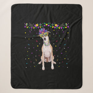 Funny Whippet Wearing Carnival Mask Mardi Gras Bea Sherpa Blanket
