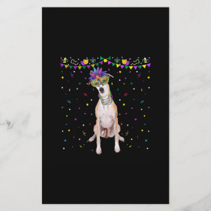 Funny Whippet Wearing Carnival Mask Mardi Gras Bea Stationery