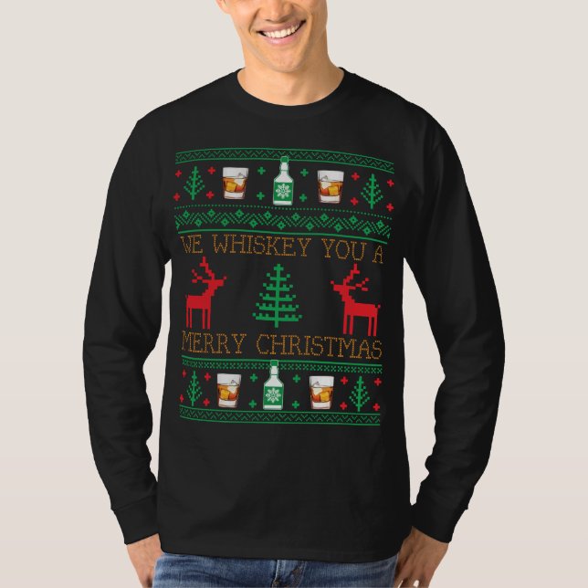 Funny Whiskey Drinking Ugly Christmas Sweater (Front)
