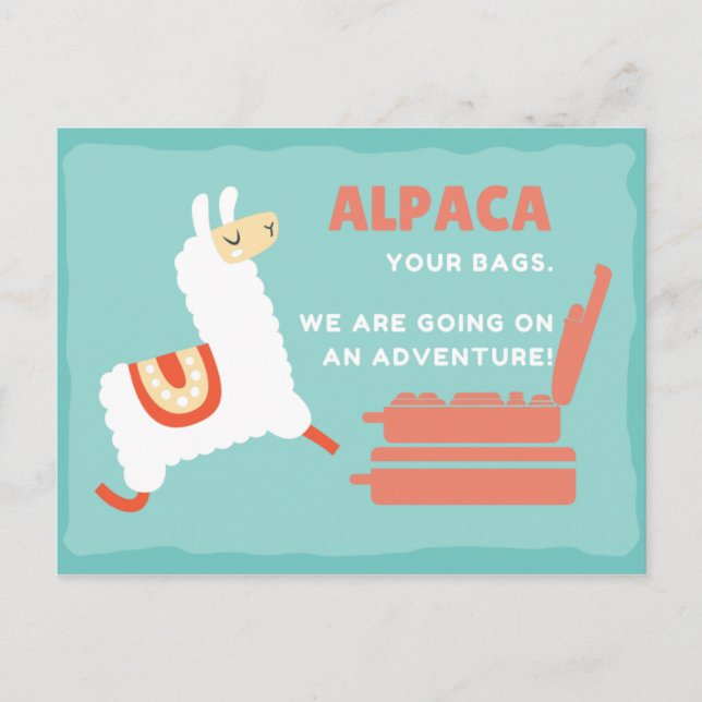 Funny White Alpaca Travel Postcard (Front)