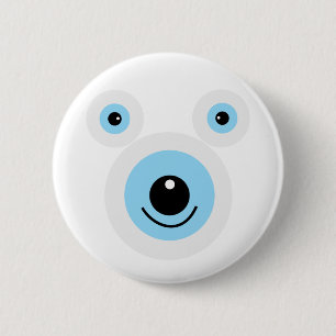 Funny white bear face 6 cm round badge