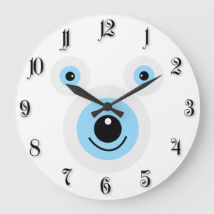 Funny white bear face large clock
