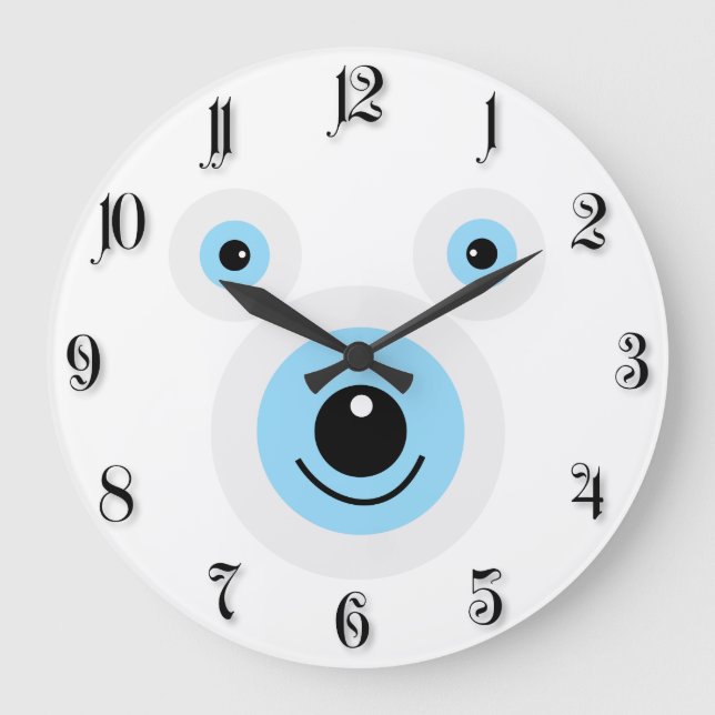 Funny white bear face large clock (Front)