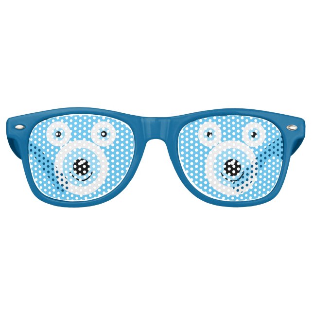 Funny white bear face retro sunglasses (Front)