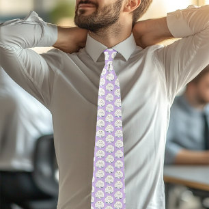 Funny White Cat Book Reading Humour Purple Tie