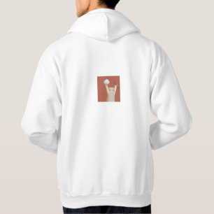 Funny White Cat "Cheers" Back Print Hoodie – Cute 