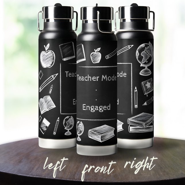 Funny White Chalk Blackboard Elementary Teacher Water Bottle (Creator Uploaded)