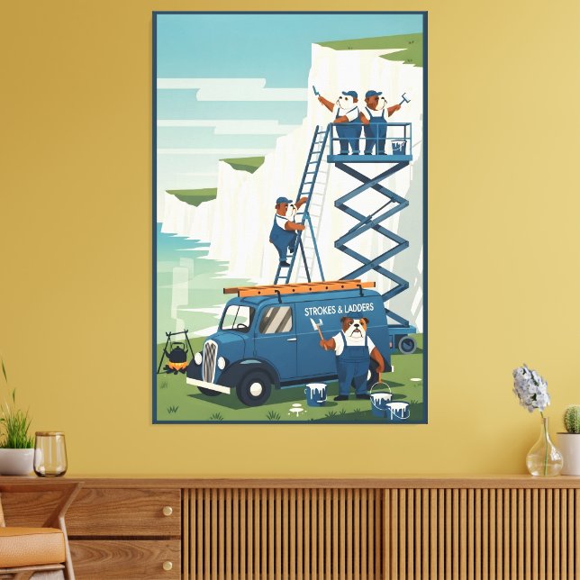 Funny White Cliffs of Dover Canvas Print (Insitu(LivingRoom))