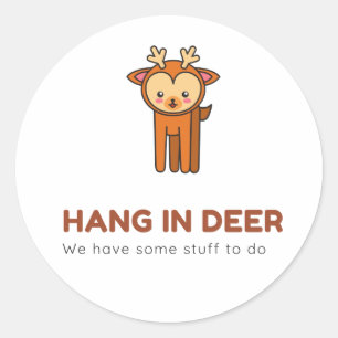 Funny White Deer Classic Round Sticker