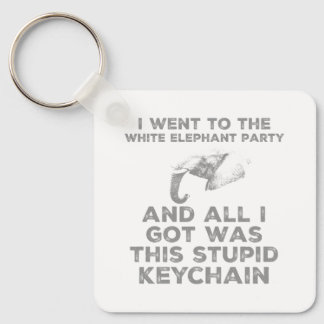Funny White Elephant Christmas Party Design  Key Ring